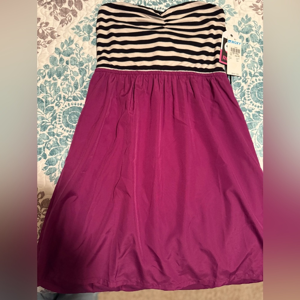 Roxy Purple and Black Striped Juniors Dress